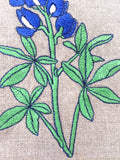 Embroidered Tea Towel. Guest Towel, hand towel on linen.  Lupine flower embroidered.  Floral embroidery.  Hostess Gift. - Whimsea Cottage, Whimsea Cottage - Whimsea Cottage