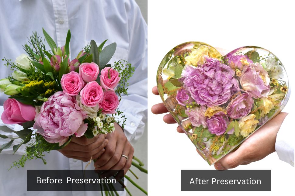 before and after photos of bouquet preservation