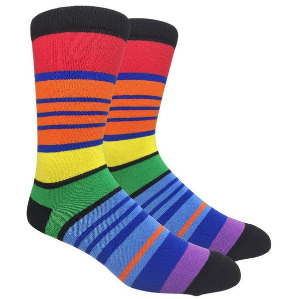Colorful Rainbow Pride Striped Print Pattern Knit Crew Socks ...
