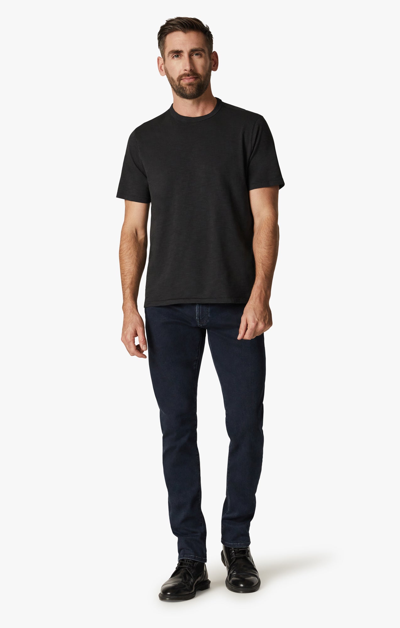 34 Heritage Men's Slub Crew Neck T-Shirt in Black