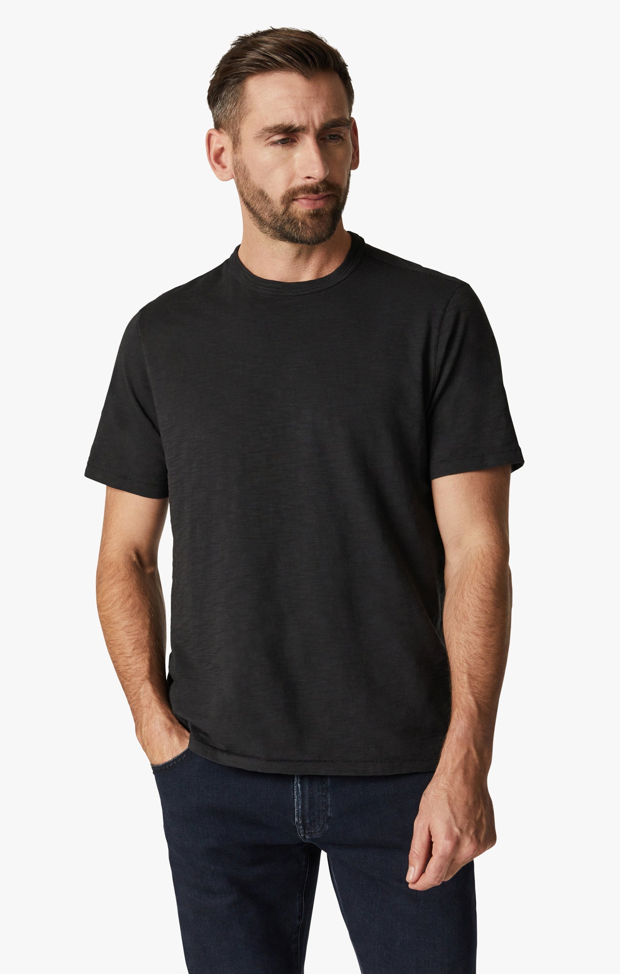 Deconstructed V-Neck T-Shirt in Black