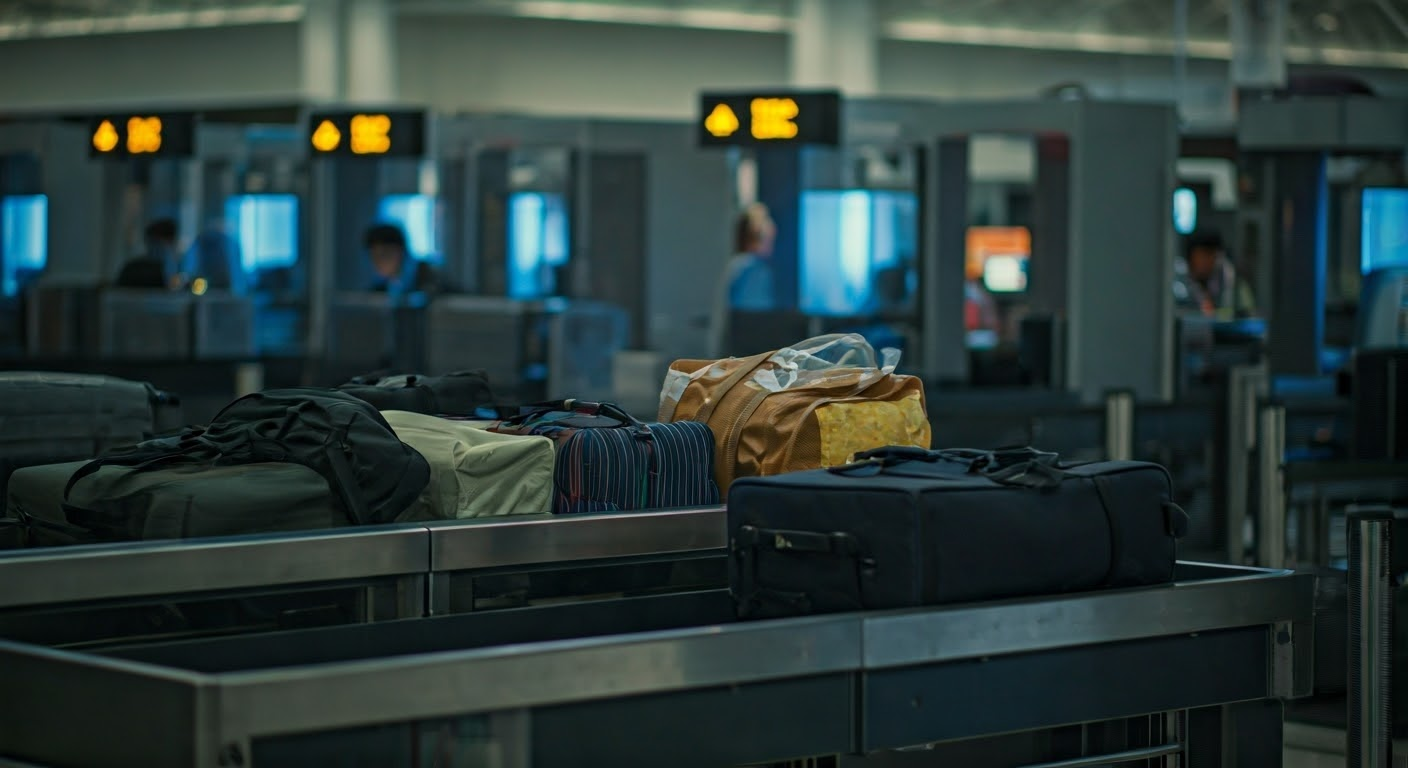 Passengers at airport security checkpoint