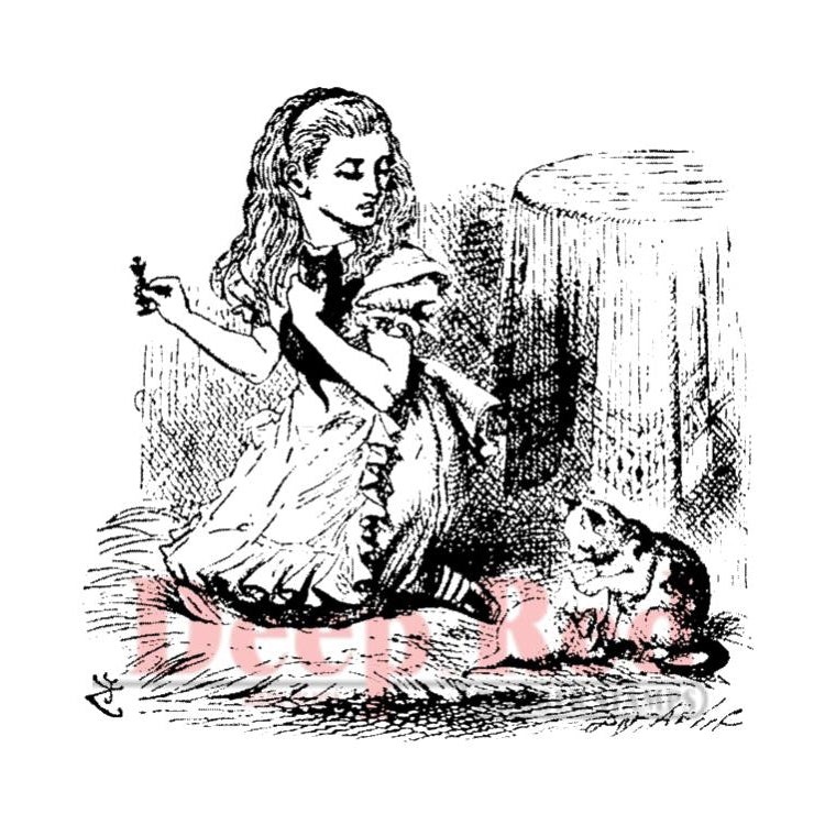 Alice with Kittens Rubber Stamp