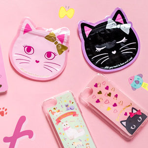 Stylish Kitty Die-cut Zip Bag 4pcs