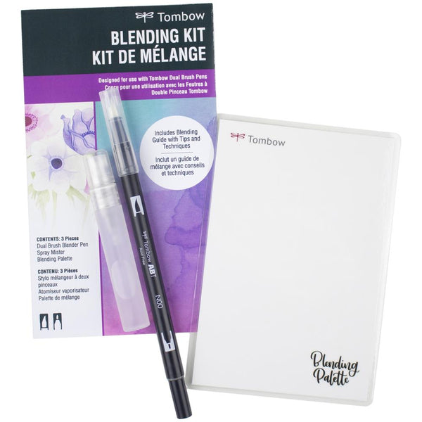 The Blending Kit features a set of tools to help you add dimension to your arts and crafts. Specially designed to blend Tombow Dual Brush Pens or any other water-based ink. Blending Kit contains: 1 Blending Palette with 108 colors, 1 Colorless blender, 1 Spray mister, 1 instructional guide on blending. 