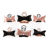 Rose Gold & Black Bows Prima Traveler's Journal Mini Metal Binder Clips 6/Pkg PTJ Embellishments