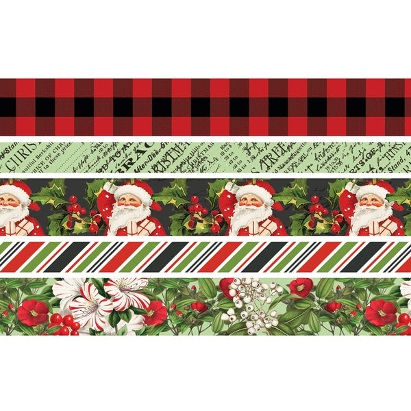 Simple Vintage Christmas Lodge Washi Tape 5/Pkg