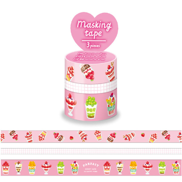 Pink Cafe Washi Tape • Japanese Masking Tape (3 rolls)
