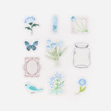 A Bottle Of Flower Light Blue Clear Sticker (30 pieces)