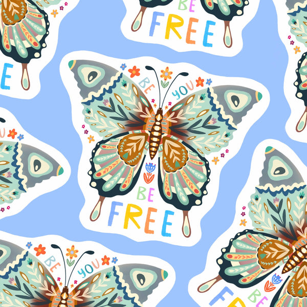 Be You Be Free Butterfly Vinyl Sticker