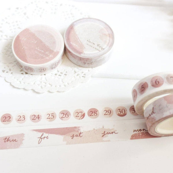 Beige Days & Numbers Washi Tape