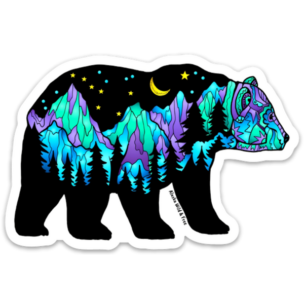 Big Dipper Bear Northern Lights Vinyl Sticker