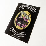 Black Scared Cat Halloween Iron-On Patch