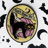 Black Scared Cat Halloween Iron-On Patch