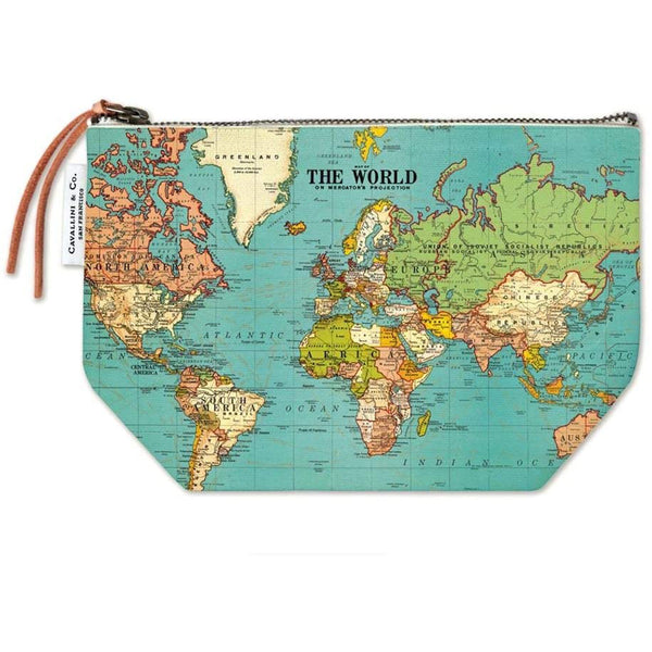 Cavallini & Co. Vintage Pouch World Map