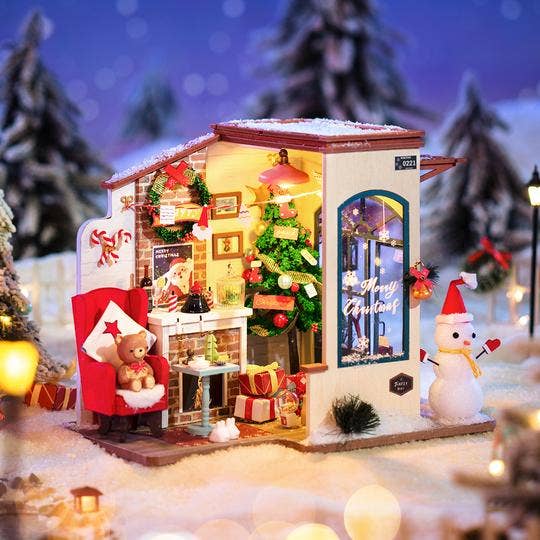 DIY Miniature Dollhouse Kit Christmas Patio