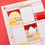 Take notes of things or make lists with this jumbo 5x7" Dumpling Day notepad with the design of a dimsum check!