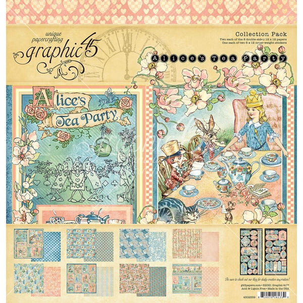 Alice's Tea Party Graphic 45 Collection Pack 12"X12" Alice in Wonderland