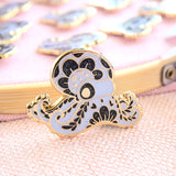 Ghost Octopus Enamel Pin on Picture Card