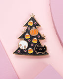 Halloween Glitter Catmas Tree Enamel Pin