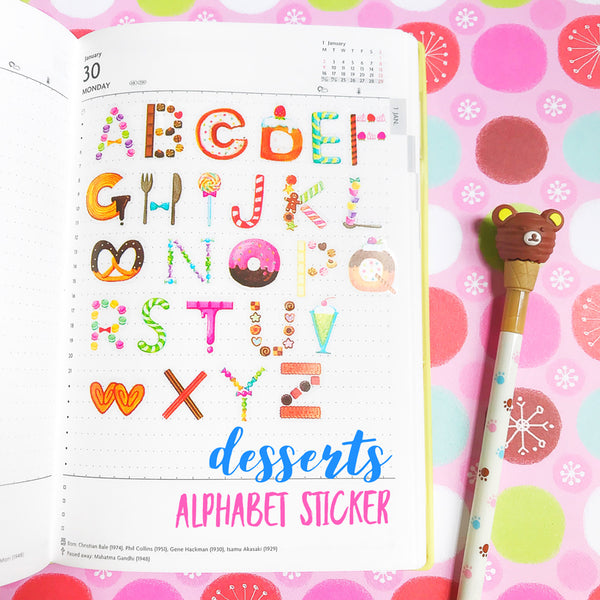 Desserts Alphabet Letter Flake Stickers