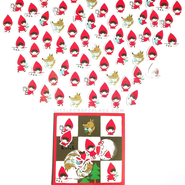 Red Riding Hood and Big Bad Wolf Flake Sticker 64pcs