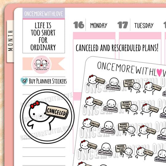Cancelled and Rescheduled Signs Munchkin Planner Stickers