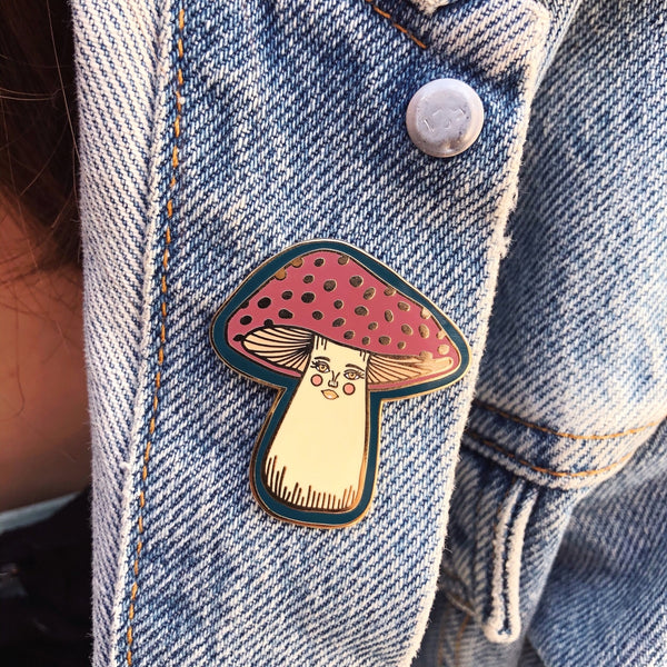 Mushroom Lady Enamel Pin