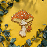 Mushroom and Snail Embroidered Iron on Patch