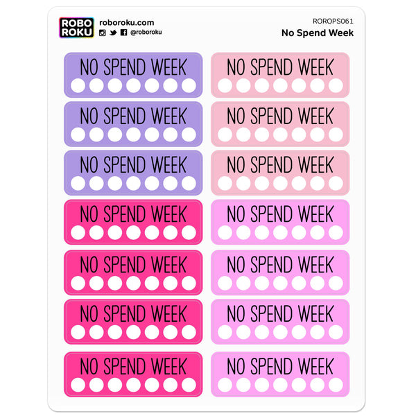 No Spend Week Trackers Planner Stickers