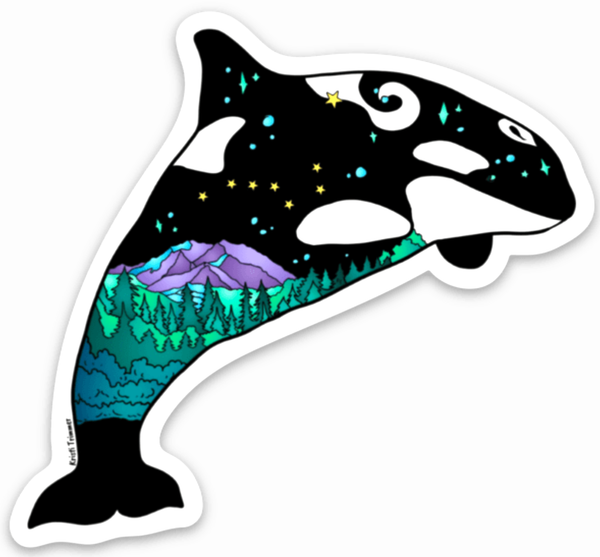 Orca Mountain Vinyl Sticker