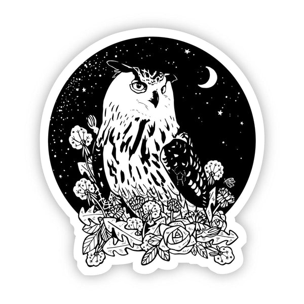 Owl with Night Sky Vinyl Sticker