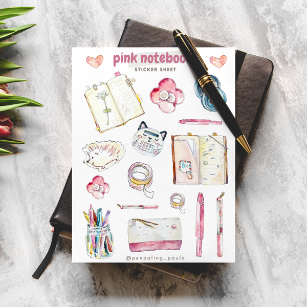 Pink Notebooks Sticker Sheet