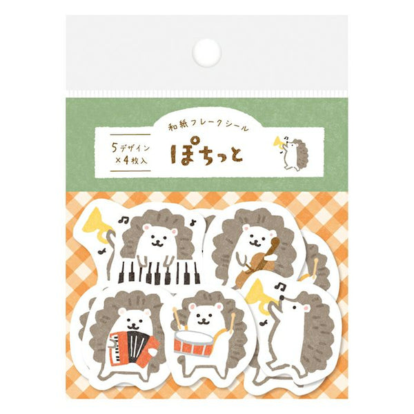 Hedgehog Music Band Washi Flake Sticker