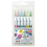 ZIG Clean Color Real Brush Pens Smoky Colors 6 Color Set