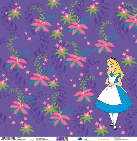 Alice In Wonderland Glitter Paper Scrapbook Paper 12"x 12"