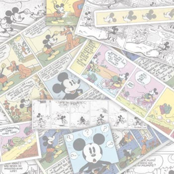 Disney Ephemera Comic Stripes Mickey Mouse, Minnie Mouse Scrapbooking Paper 12"x 12"  Made in the USA  Acid & Lignin Free