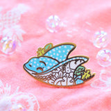 Spotted Eagle Ray Enamel Pin on Trading Card