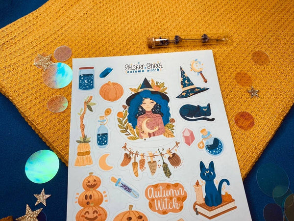 Autumn Witch Sticker Sheet Little Craft Place