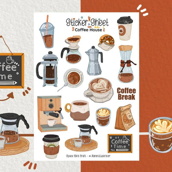 Sticker Sheet Coffee House - Bullet Journal Stickers
