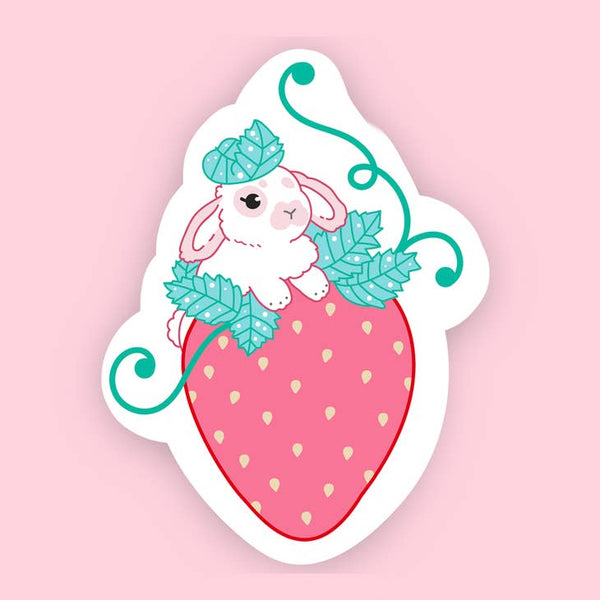 Strawberry Rabbit Vinyl Sticker