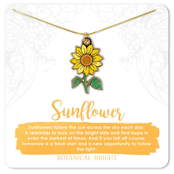 Sunflower Charm Necklace Gold Plated