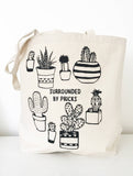 More pricks than a family reunion. Heavy duty gusseted canvas bag measures 18x15x6. Hand screen printed with Earth friendly water based inks and solvents. The perfect bag for the library, farmers market or shopping for new pricks at the garden store.