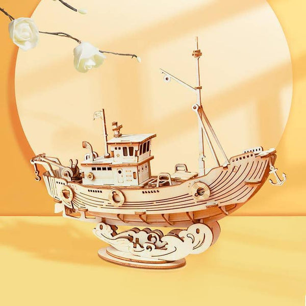 Fishing Ship DIY 3D Wooden Puzzle