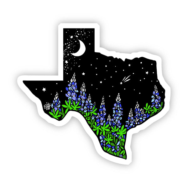 Texas Night Bluebonnet Vinyl Sticker