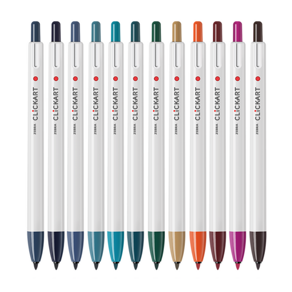 Zebra Clickart Knock Sign Pen 0.6 mm - 12 Color Set Dark DK