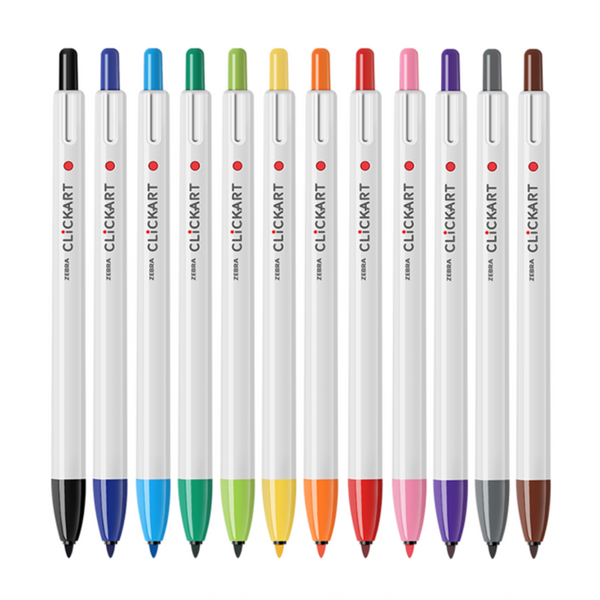 Zebra Clickart Knock Sign Pen  mm - 12 Color Set Standard ST
