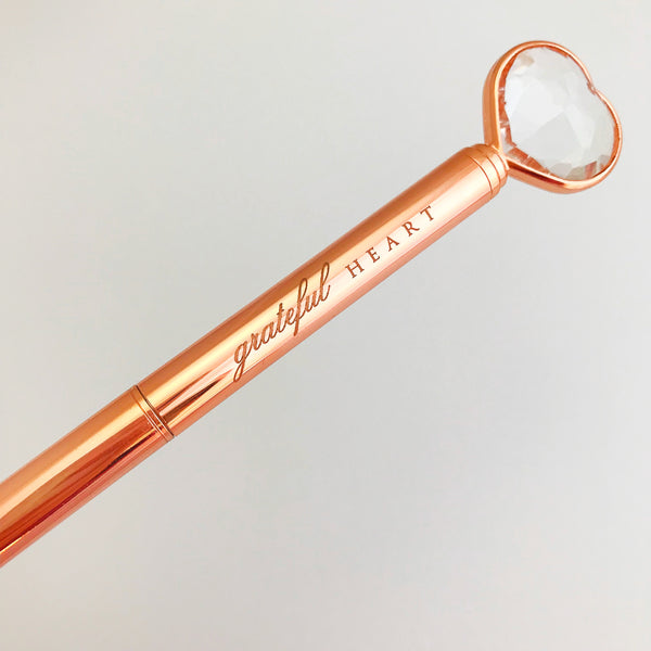 Rose Gold Grateful Heart..........These popperslosangeles's Exclusive Heart pens are perfect for planning, for work, home, desk or for school. They will be a beautiful addition to your pen collection! Love them all? Get all 5 designs at discounted rate.