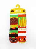 Burger and Fries Tween Mismatched Socks