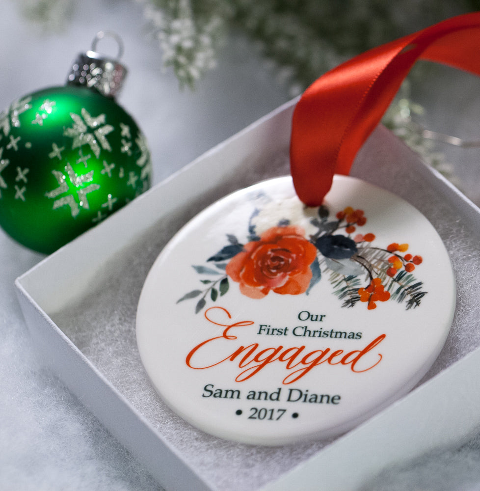 first christmas engaged ornament